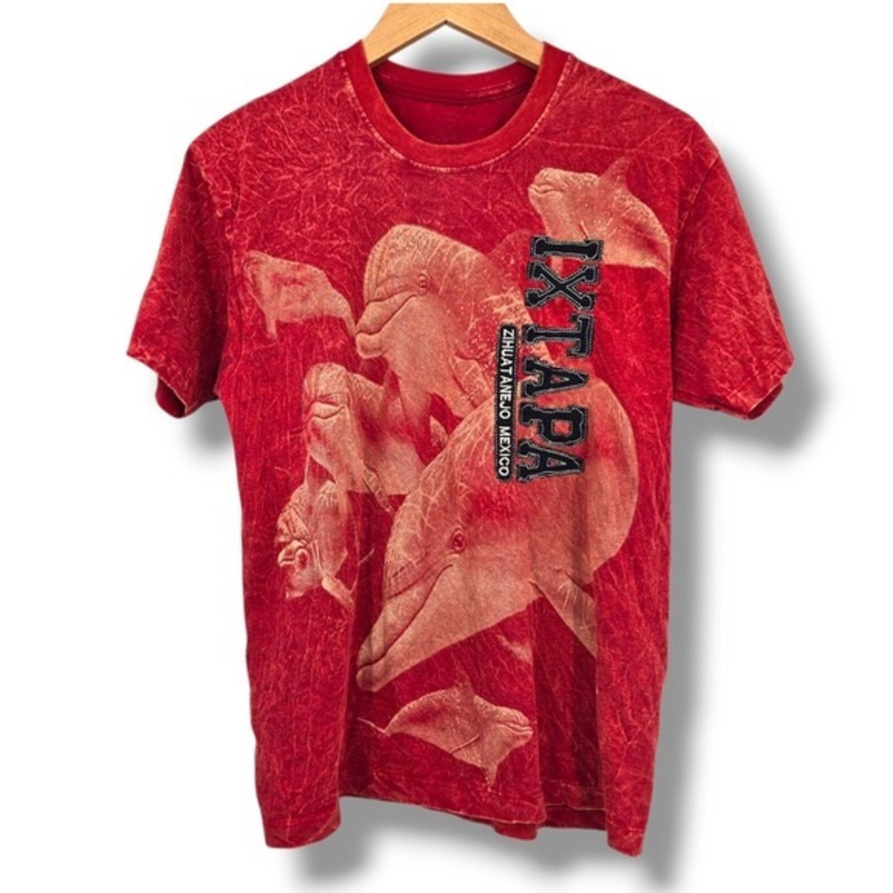 Tropic Ixtapa Mexico Souvenir Graphic Print Dolphin Travel Vacation Tee M